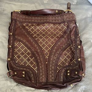 Isabella Fiore Brown Leather Studded Bag